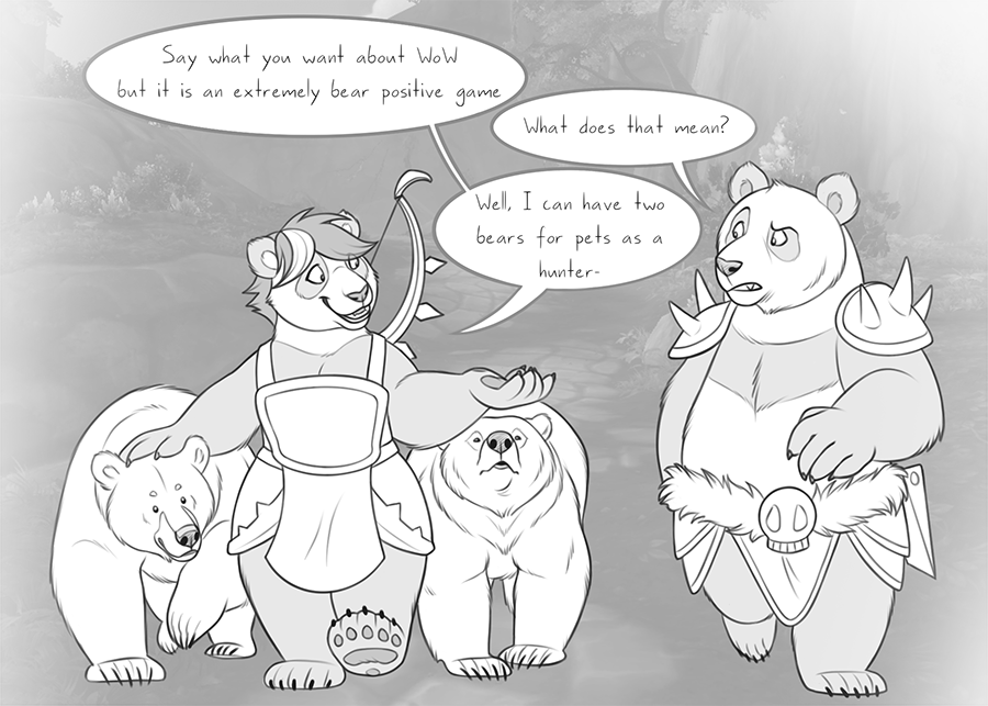 I mean you can get -close- to this with wolves, foxes or dinosaurs in WoW too, but they're usually lacking the druid form or race to seal the deal. Bears reign supreme in #WorldofWarcraft 🐻👑✨ 
