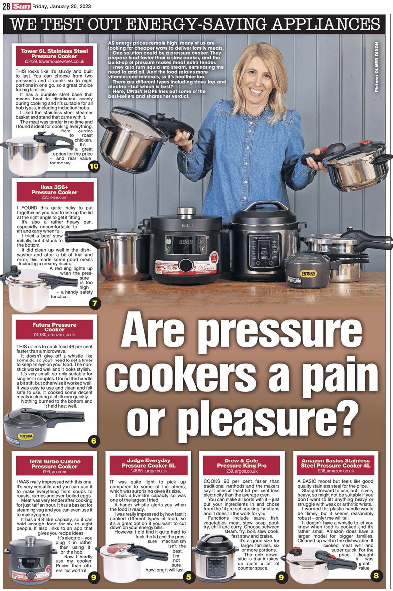 JournoHope's tweet photo. Pressure cookers in todays @thesun with pics by @olliedixonphoto
#pressurecooker #homemade #appliances https://t.co/NJF5PNqBIJ
