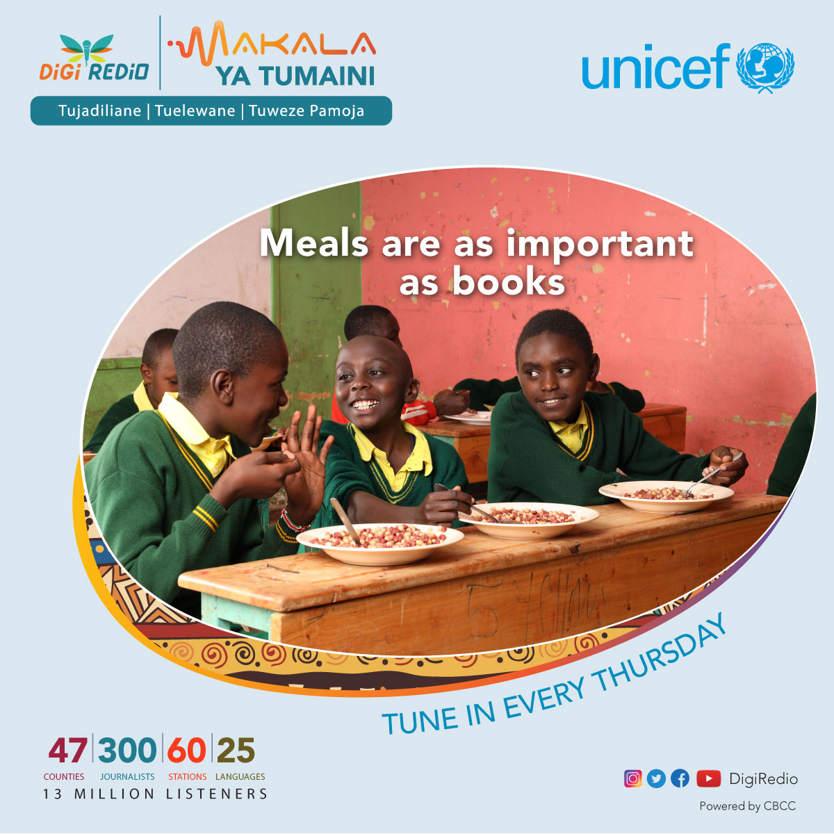 Good nutrition plays an important role in the success of school going children.
Join us on #MakalaYaTumaini as we tackle the challenges schools face in providing hot meals, this Thursday at 8pm