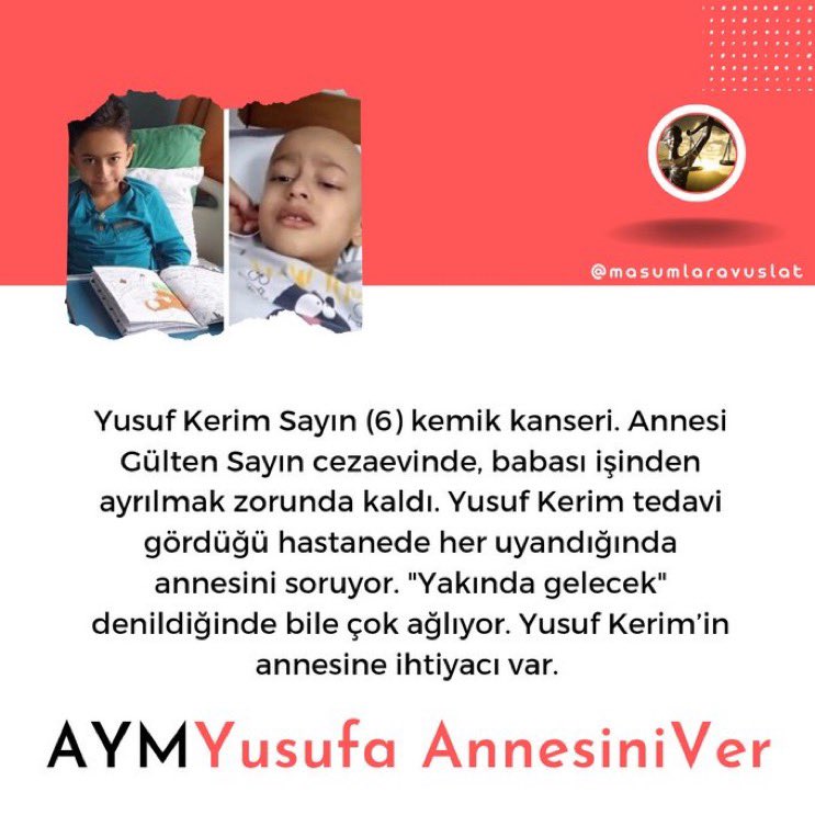 Bir çocuk kanser gibi amansız bir hastalıkla annesiz nasıl mücadele edebilir. Hastane köşelerinde annesiz olmaz olmamalı en çok annesine ihtiyacı var şu an ona en iyi ilaç annesi. 

AYMYusufa AnnesiniVer