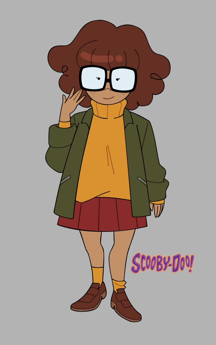 solo 1girl skirt brown hair glasses sweater shoes  illustration images