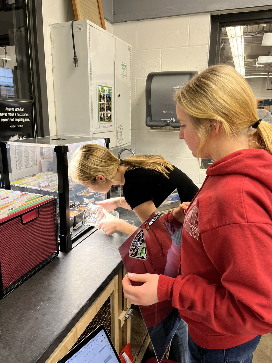 _norwayneffa's tweet photo. NASA Misome Trial 2!! Freshmen Madicyn Rupp and Brianna Jentes have taken on the task of conducting our second trial of growing misome using, you guessed it, red wiggler worm tea! #cadillacofworms @GrowBeyondEarth @getMARSfarm https://t.co/ZkEJiRDAvx