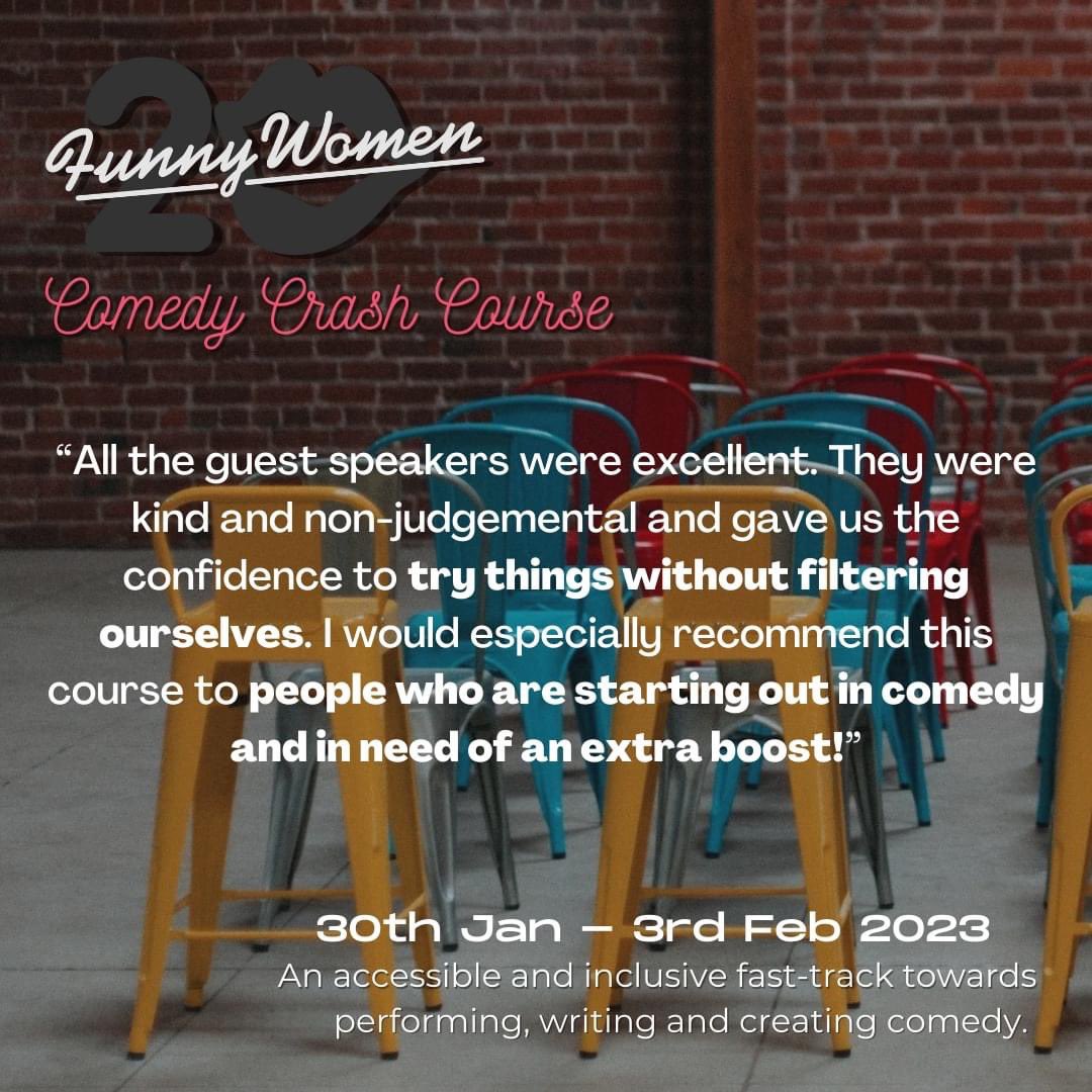 FunnyWomenLynne's tweet photo. A good testimonial for our next @funnywomen online #comedycrashcourse! Only a handful of places left so book now if you want to find your comedy ‘legs’ with @RachCreeger @msmonicagaga & @Sian_Rowland. Link here: https://t.co/aocgo79MFH https://t.co/2RIqDbJ7QU