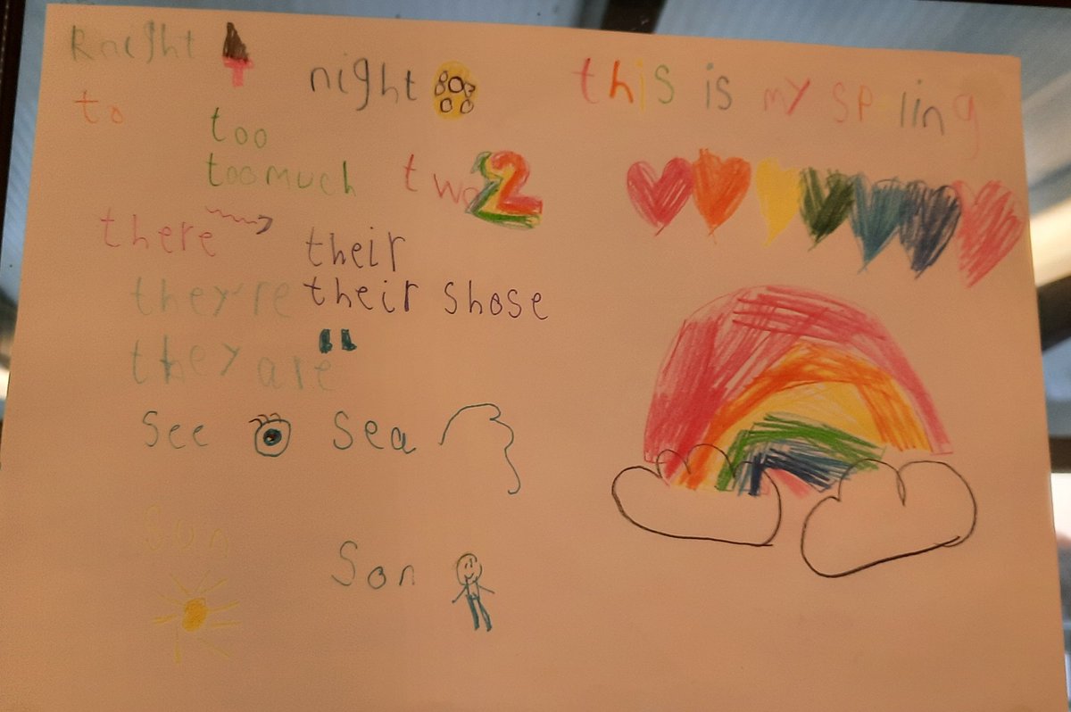 MissScrubyNHP's tweet image. In our spelling patterns, we have been looking at homophones. We created some posters to support us with the word meanings.