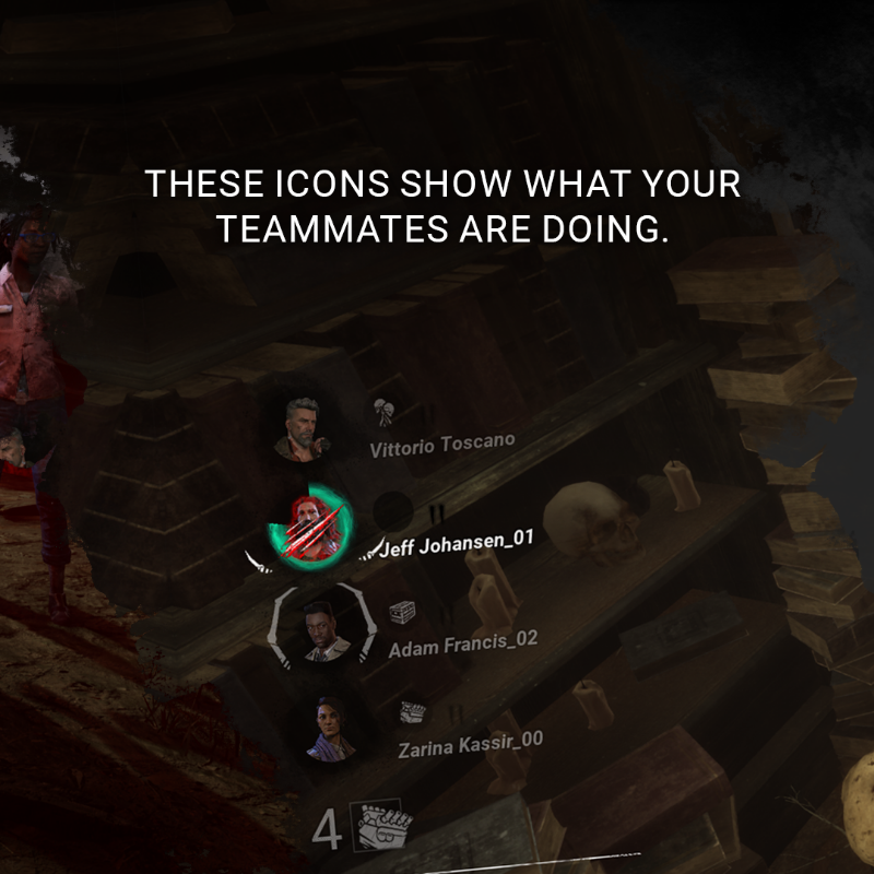 DeadbyDaylight's tweet photo. You'll now know what your teammates are doing.
Even if it is 'nothing'.
