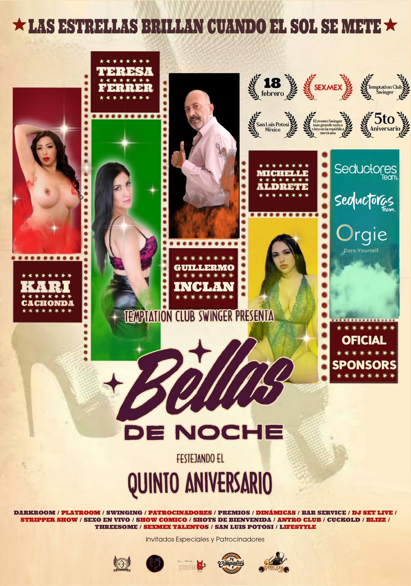 SlpTemptation's tweet photo. 18 de Febrero ✨

El evento Swinger con más producción a nivel nacional 🔥 ahora en San Luis Potosí 🍎 en #TemptationClub ❤️

#BellasDeNoche un show exclusivo con los talentos de @Karicachonda7 @mitchaldrete @inclanmemo #TeresaFerrer 

En un solo lugar 🥵 https://t.co/IoVRETgrZJ