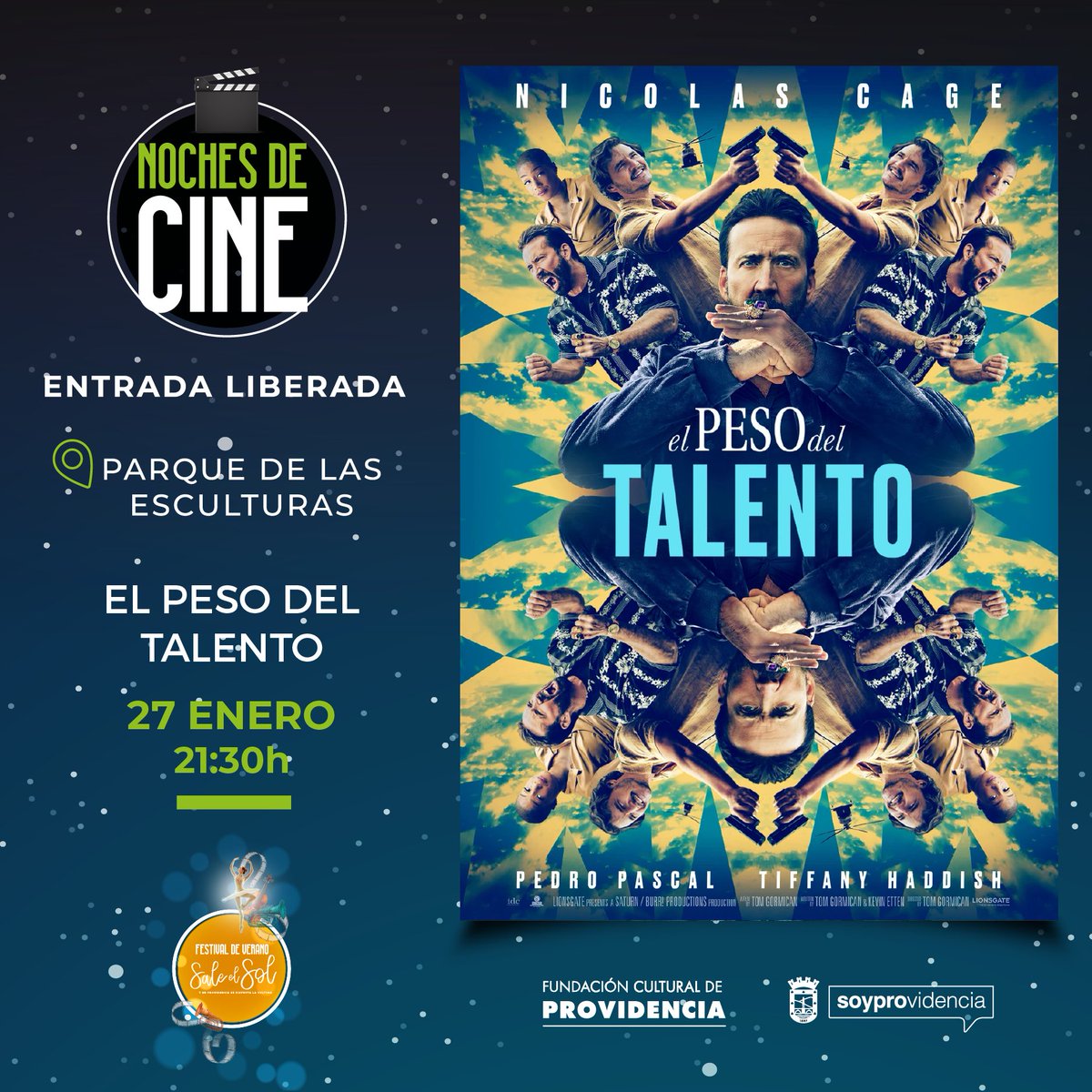 CulturaProvi's tweet photo. #CINE Gran panorama para la próxima semana: “NOCHES DE CINE” del 24 al 27 de enero, 21:30 hrs, en el Parque de las Esculturas. Entrada liberada, ingreso por orden de llegada. Hasta completar capacidad del lugar. @Muni_provi https://t.co/Rgwv0XBVqw