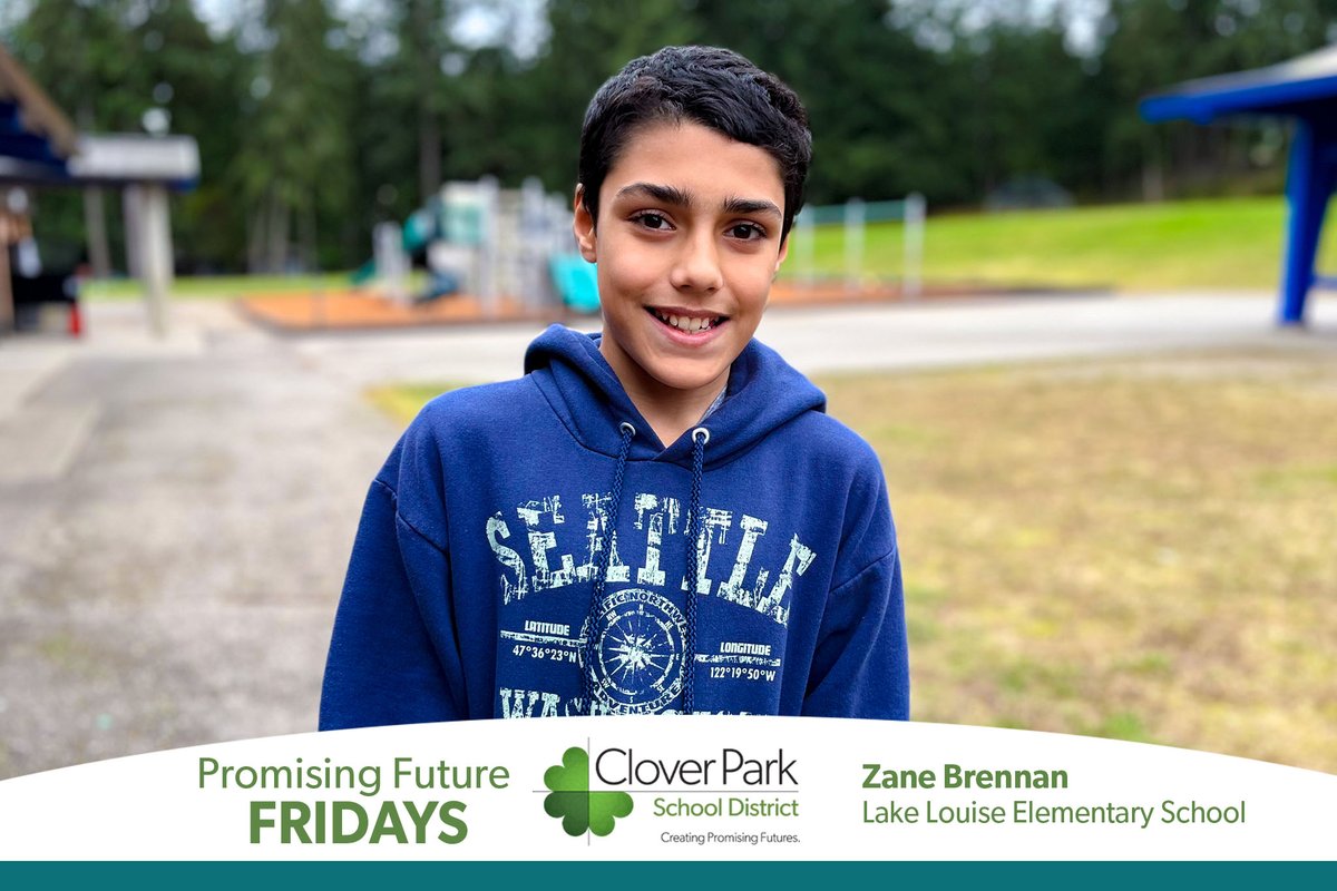 CloverParkSD's tweet photo. Our #PromisingFuturesFriday featured student this week is Lake Louise Elementary School fifth grader Zane Brennan. πβ A passion for learning, encouraging his classmates and participating in class are qualities that Zane is proud to possess. #CPSDFutureReady https://t.co/7b9J2WQEiz