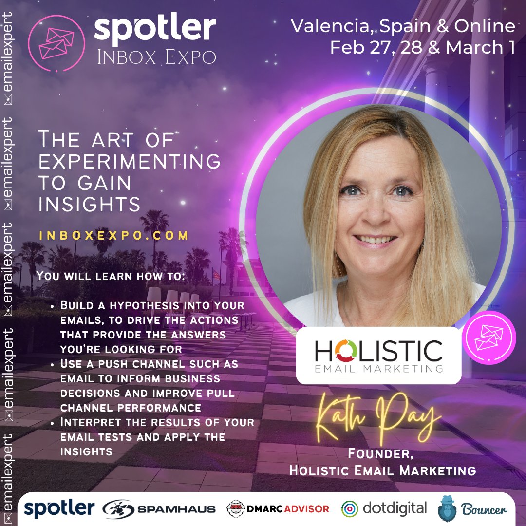 HolisticEmail's tweet photo. If you were not able to attend last yearโs Inbox Expo in Spain, the next one is just around the corner!
Book now and get 20% off your tickets with code EXPO20 Find out more here: https://t.co/ieUUtelv1i
#inboxexpo #emailmarketing #emailmarketing #email #emailconference https://t.co/vEwsVngJEZ