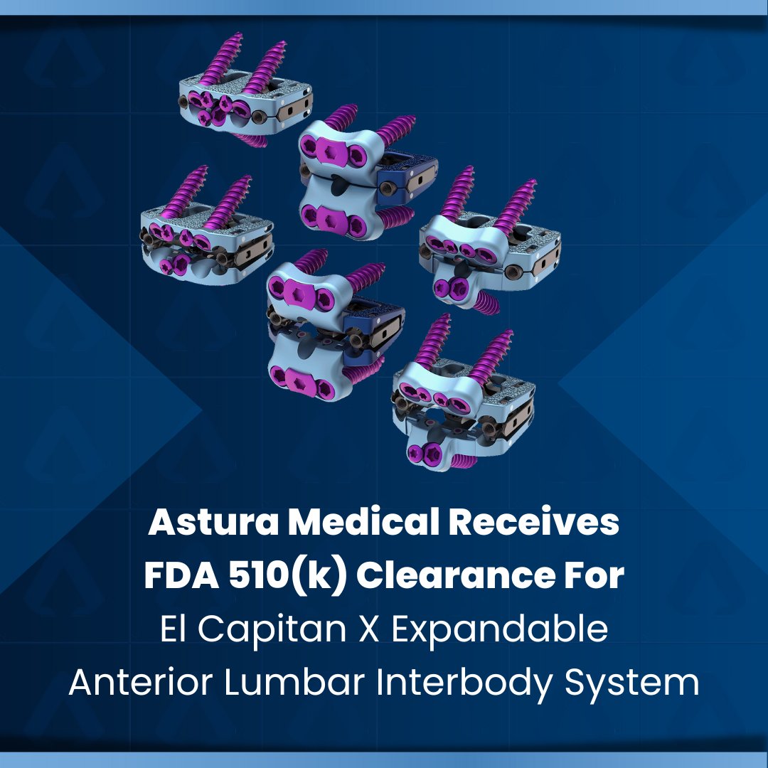 We are thrilled to announce the arrival of Astura Medical’s El Capitan X Expandable Anterior Lumbar Interbody System, which has just received 510(k) clearance from the U.S. Food and Drug Administration (FDA).
Learn more: lnkd.in/gDdZaxsT