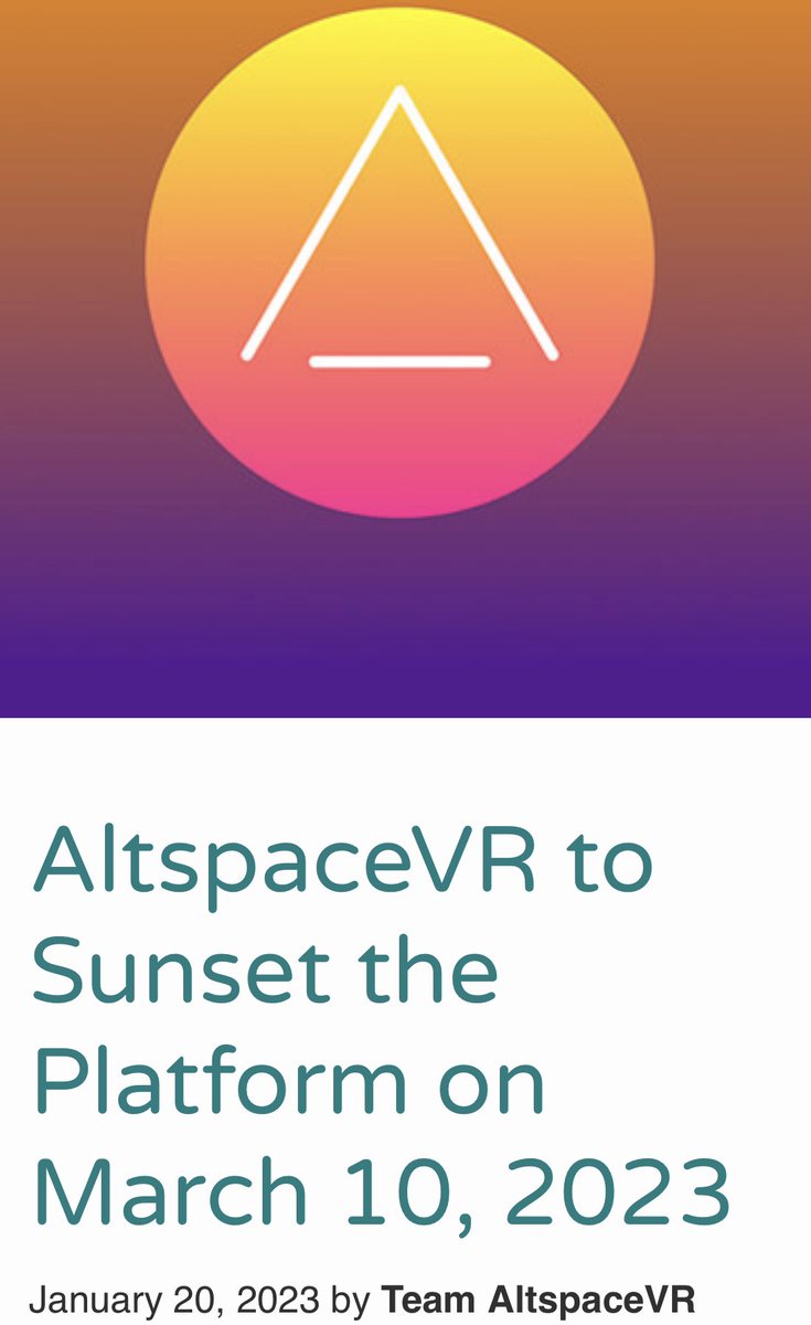 End of an era 🥲 

My favourite beginner social VR platform. The best accessibility. 

#altspaceVR #VR #SocialVR