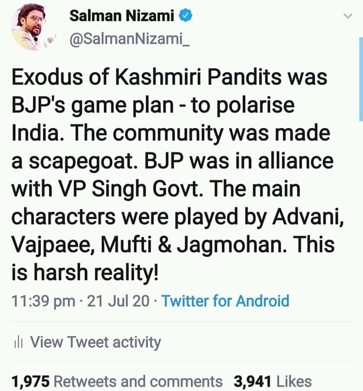 Mirsajad_111's tweet photo. @mv_moksh1th @ashokepandit Don't you play bajans in your temples.
Raliv chaliv is a propaganda dialogue by propaganda movie #Kfiles.
u r talking like Hindus r saints,
If Muslims killed Hindus,Who killed lakhs of kashmiries in kashmir.
In 1991 only 34 Hindus bt 838 Muslims were killed by Indian agencies https://t.co/ee9PMnLZjP