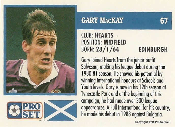 ScotsFootyCards's tweet photo. 067 #GaryMacKay #Hearts #ProSet 1991-92 https://t.co/WonOUmQYYN