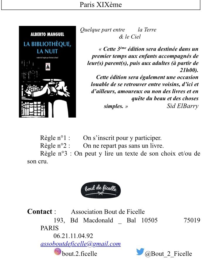 ElBarrySid1's tweet image. Nuit de la Lecture 3ème éd. 
je vous attends les loulous ! 
#nuitdelalecture 
#boutdeficelle
#rosaparks 
@Bout_2_Ficelle 
@BakaryXIX 
@LesPlumes75 
@JPDesbait 
@JeanneLPC 
@12janvier2019 
@LeCNL 
@katiamartin 
@GallimardJeun 
@CastermanJ 
@livreshebdo