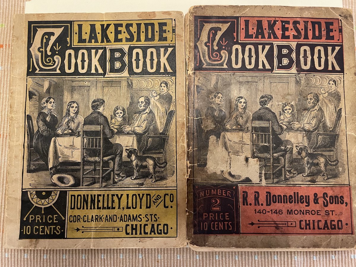 Cook books written by Naomi Ann Donnelley, wife of R. R. Donnelley, after the Chicago Fire to keep the presses of Church, Goodman &amp; Donnelley (est. 1864; later R.R. Donnelly and Sons) running after it was devastated by the fire. caxtonclub.omeka.net/items/show/26