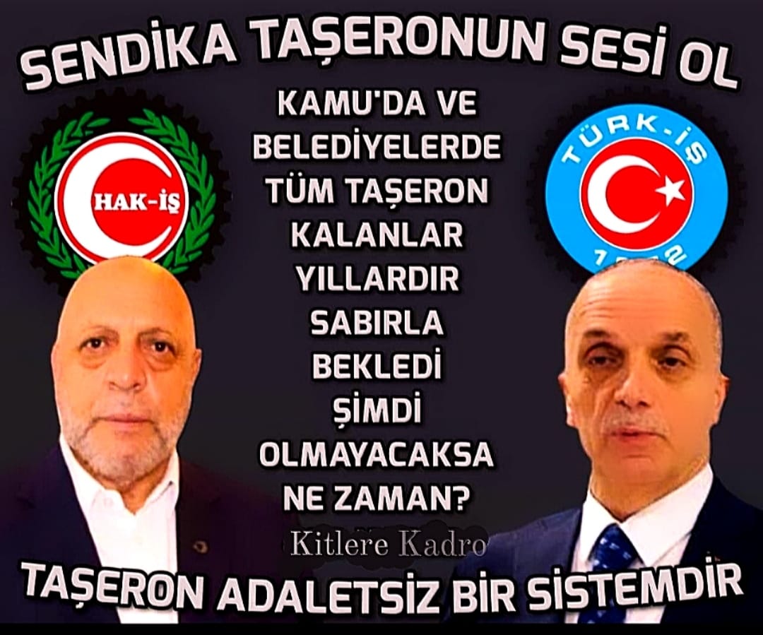 Sendikalara cagrimizdir kamu cerceve protokulunde 7.madenin geregini yapin #TaseronKitlerKadroİstiyor 

<a href="/akbasogluemin/">Av. M.Emin AKBAŞOĞLU 🇹🇷</a>
<a href="/vedatbilgn/">Vedat Bilgin</a> <a href="/turkiskonf/">TÜRK-İŞ</a> <a href="/hakiskonf/">HAKİŞ KONFEDERASYONU</a> <a href="/diskinsesi/">DİSK</a> <a href="/RTErdogan/">Recep Tayyip Erdoğan</a> <a href="/dbdevletbahceli/">Devlet Bahçeli</a> <a href="/MKalayci42/">Mustafa Kalaycı</a>