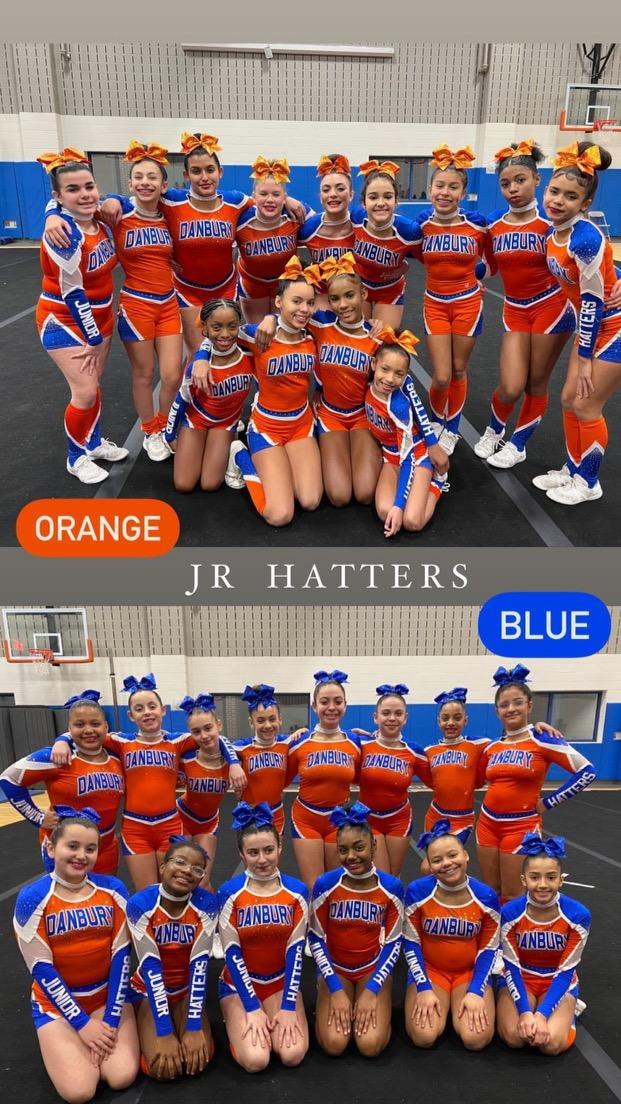 Hatter Varsity, JV, and PAL MS Junior Hatters Orange and Blue Teams at their Cheerleading Showcase in the G Gym on Wednesday Night. The Cheer Teams performed for parents, families and friends preparing for their competition seasons.