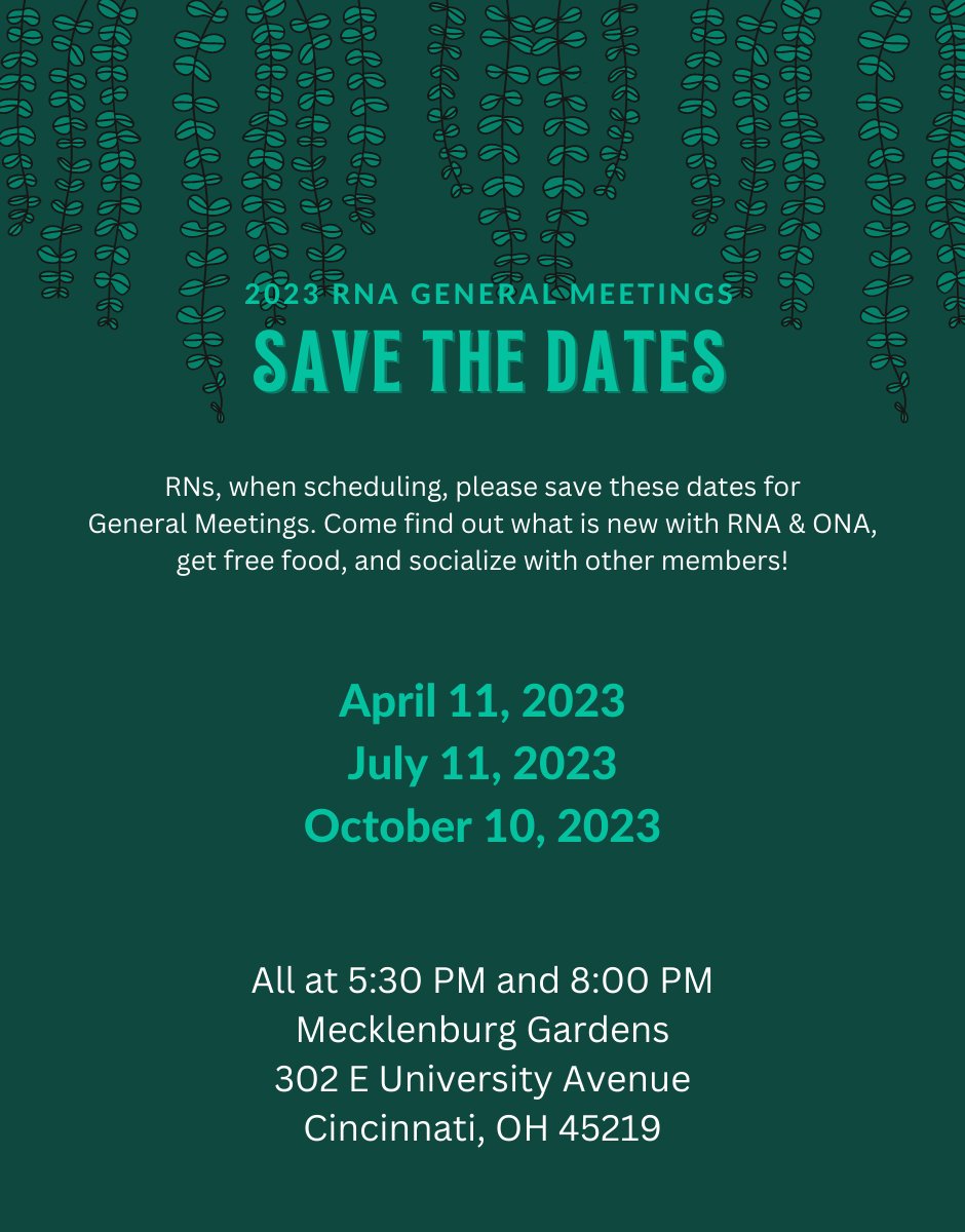 It's time to mark your calendars! Make sure you don't miss out on our general meetings!