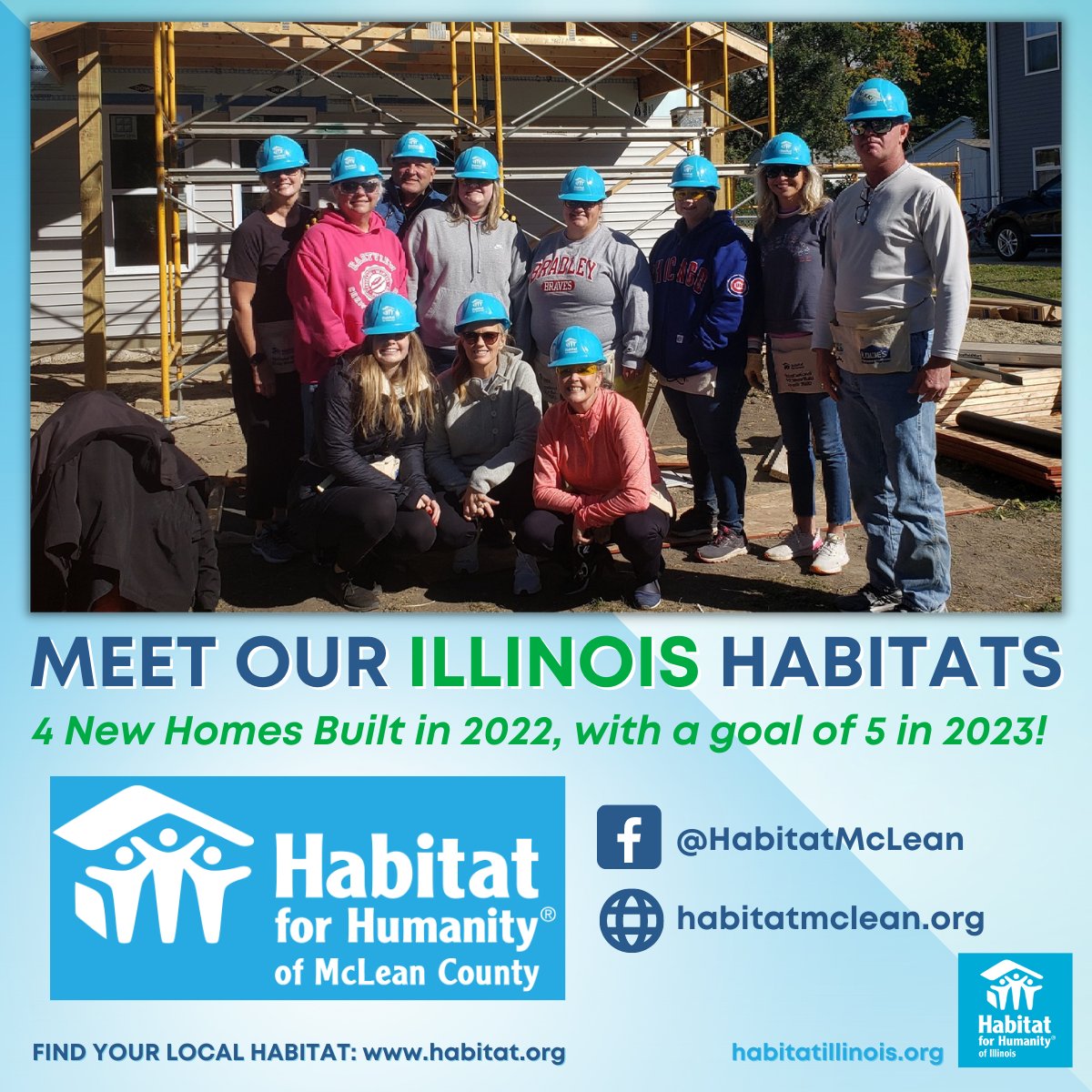 #Illinois is home to many dedicated and impactful #HabitatForHumanity organizations, and we'd like to help you get acquainted! From A to Z, today's featured organization is Habitat for Humanity of McLean County: habitatmclean.org
<a href="/HabitatMcLeanCo/">Habitat McLean</a> 

#McLeanCountyIL