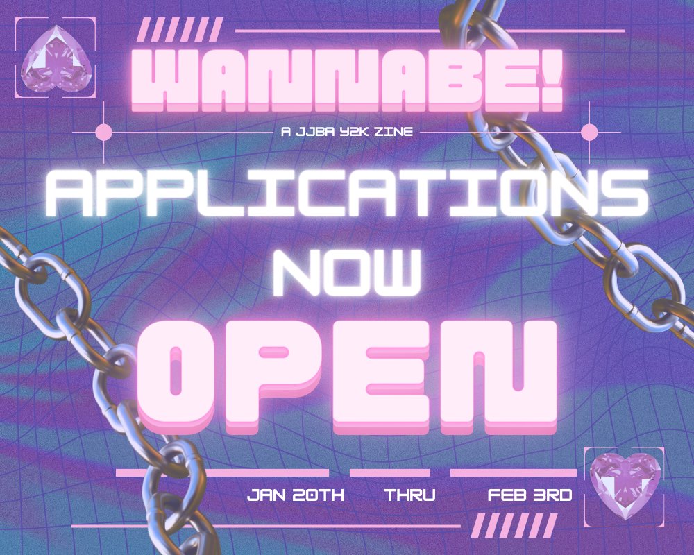 wannabe_zine's tweet photo. Applications for WANNABE! are now open until February 3rd 🦋 💻

🎨 Artist app https://t.co/rosLTPivlb
🖊️ Writer app https://t.co/FqK4rV8ZFR https://t.co/6TzwbKi0wp