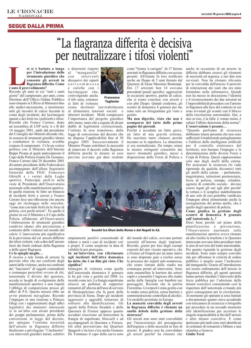 Arresti per gli scontri tra sedicenti ultras romanisti e partenopei dell’8 gennaio in autostrada. Mia riflessione sulla mancata convalida degli arresti in flagranza differita