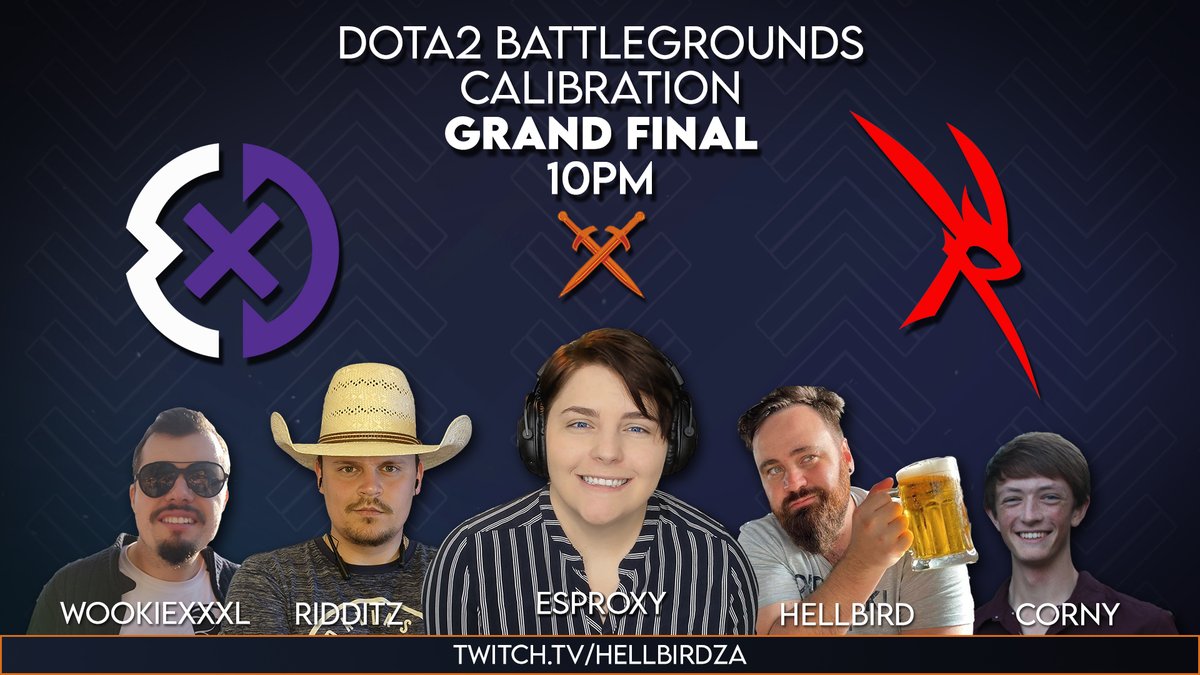 The GRAND FINALS of the Dota 2 Battlegrounds Calibration is going down tonight at 22:00.

<a href="/WRabbitGaming/">White Rabbit Gaming</a>  vs <a href="/exdeegaming/">Exdee Gaming</a>.

Catch it all at twitch.tv/hellbirdza closer to the time. 

1 hour left. Let's goo!!!