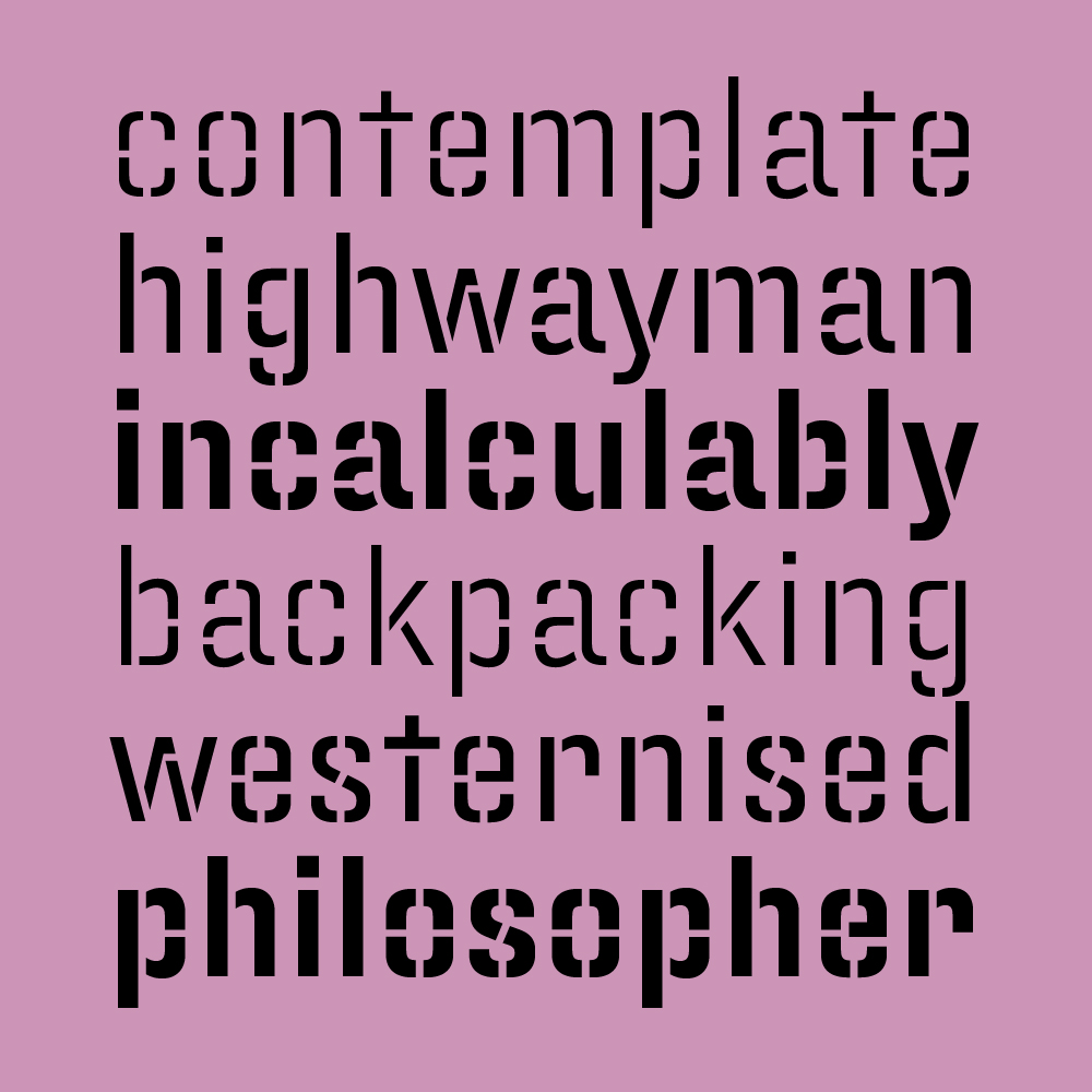 CakeType's tweet photo. NEW RELEASE — Cake Stencil started fifteen years ago as lettering for a logo, and is now ready for general use!

Cake Stencil comes in three weights, each in two styles and supports Latin Extended including Vietnamese and Cyrillic. https://t.co/ay7mUd8G89
