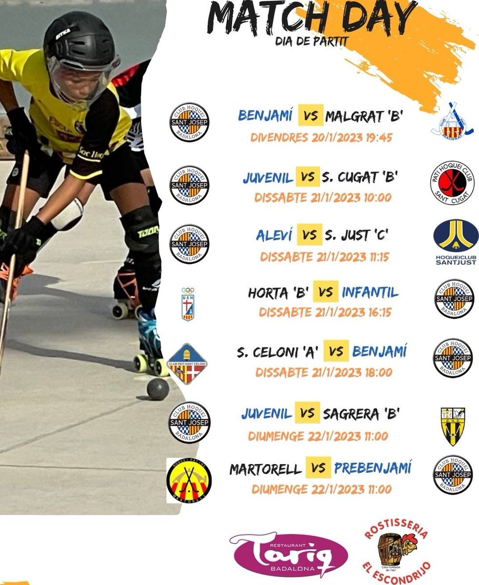 hoqueibadalona's tweet photo. Calendari de partits
➡️ #VolemPistaCobertaJa ⬅️ @guijarroruben @subiranajordi @esportsbadalona
A #Badalona també #juguemahoquei #SocHoquei #HoqueiBase #HoqueiPatins #Hockey #sport
@EsportFemBDN @Altresesportsb1 https://t.co/3HUV9R3XeE