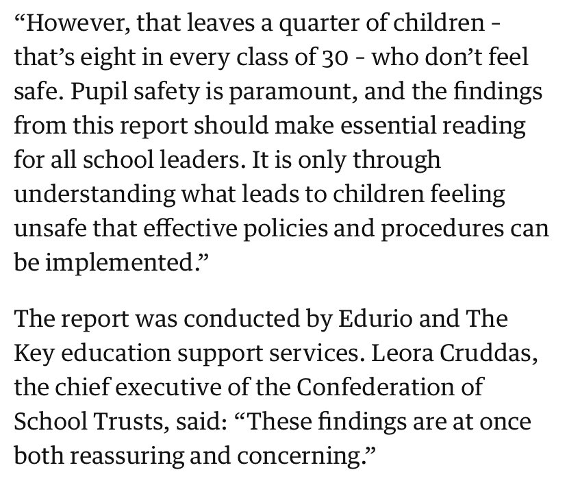 Dame Rachel de Souza, the children’s commissioner for England, said this about the report done by Edurio and The Key. Read more about it on The Guardian theguardian.com/education/2023…