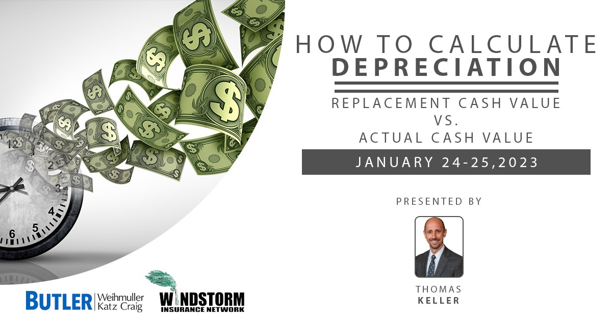 _ButlerLegal's tweet photo. Join Partner Thomas Keller for the WIND 2023 Conference where he will provide a detailed analysis of depreciation, methods of calculation, and when and how it may be requested by a policyholder. Learn more: https://t.co/tdhyy3Z4WF 
#ButlerLegal #insurancelaw https://t.co/ZiWI6e0lKI