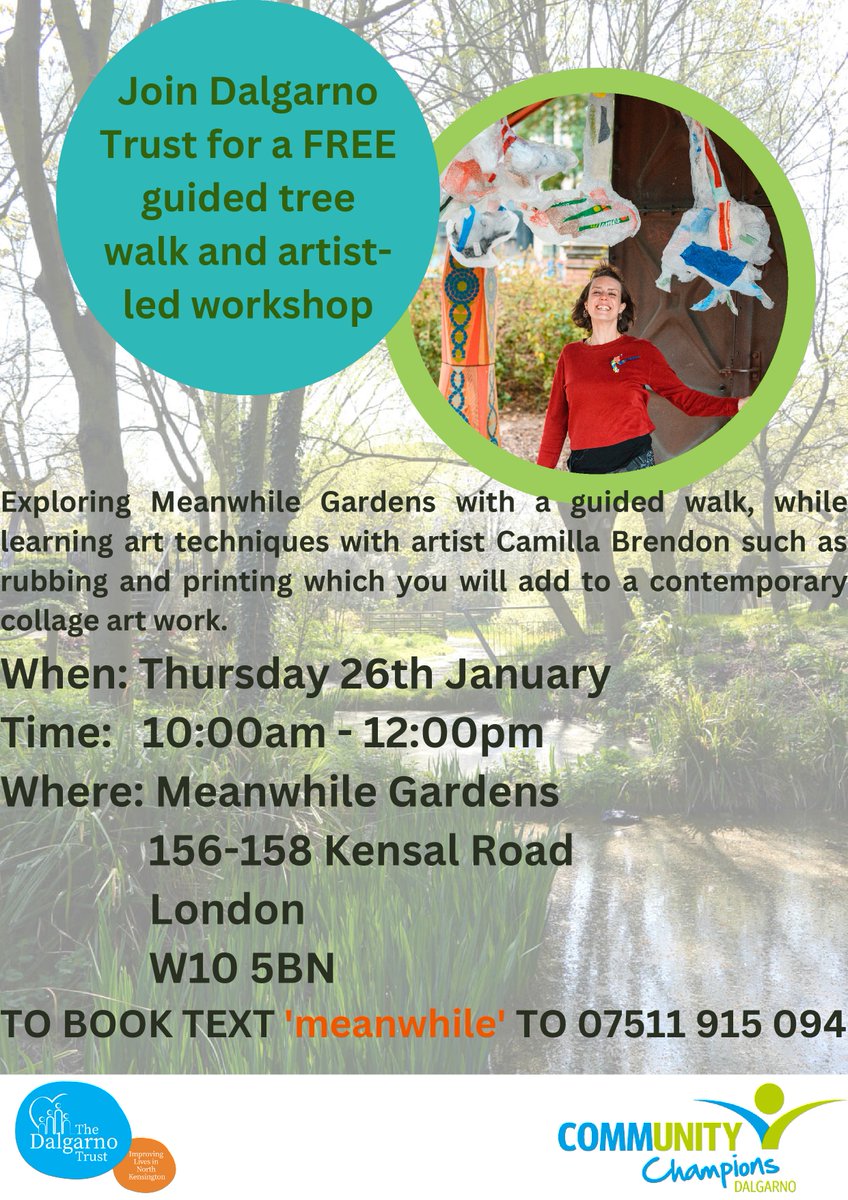 Guided tree walk and art workshop with <a href="/CamillaBrendon/">Camilla Brendon</a> on the 26th from <a href="/DalgarnoTrust/">Dalgarno Trust</a> Booking details below! #community #trees #urbannature #artworkshop 🌳🌿