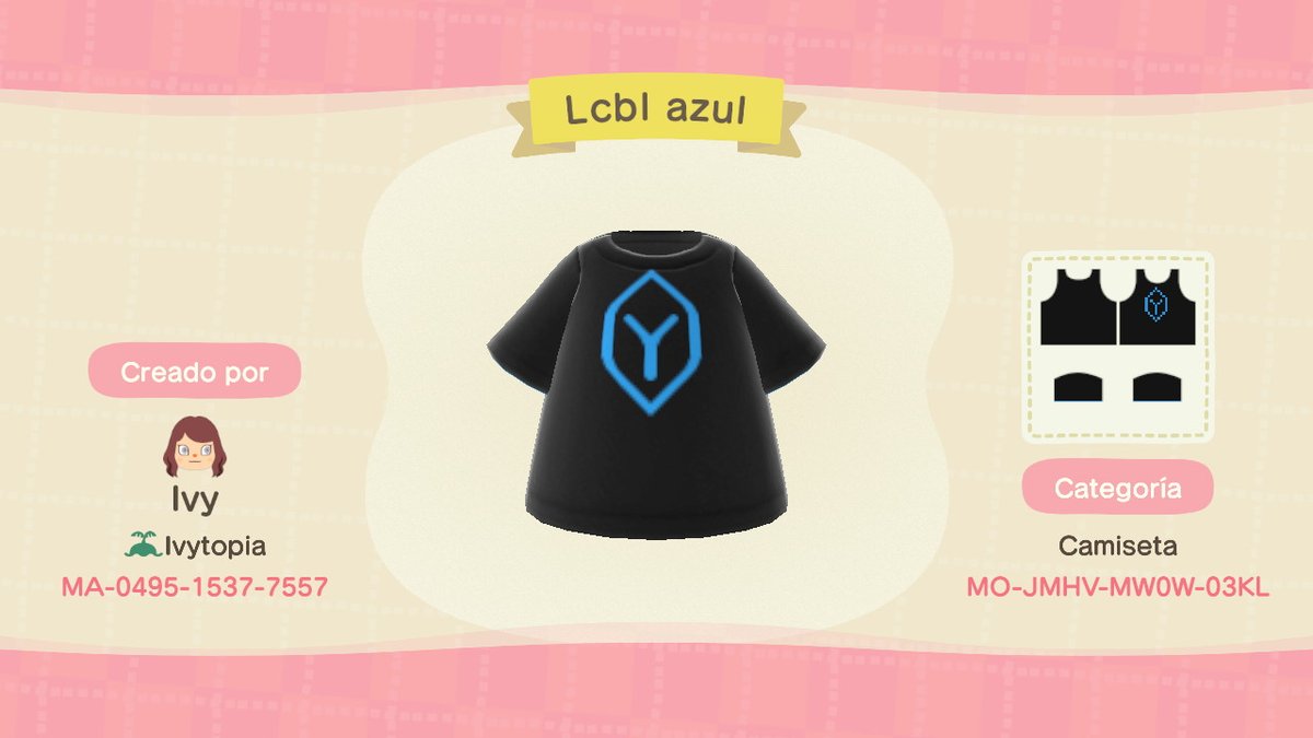 Ivylith's tweet photo. Mi novio es fan y le hice ropita de #lcbl en #AnimalCrossing #ACNH #NintendoSwitch https://t.co/K0ptZiRq6V