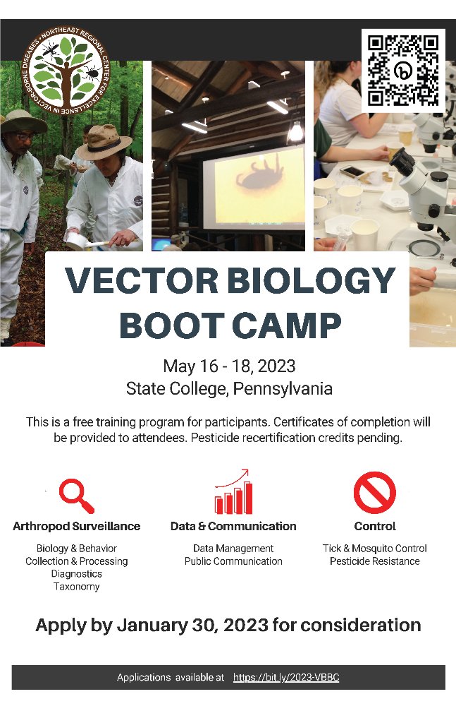 Registration for the 2023 NEVBD Annual Meeting is now open! We also share a new interactive pesticide resistance map for the region and several new publications in this week's NEVBD Announcements - January 20, 2023 - mailchi.mp/831a7583ea28/n…