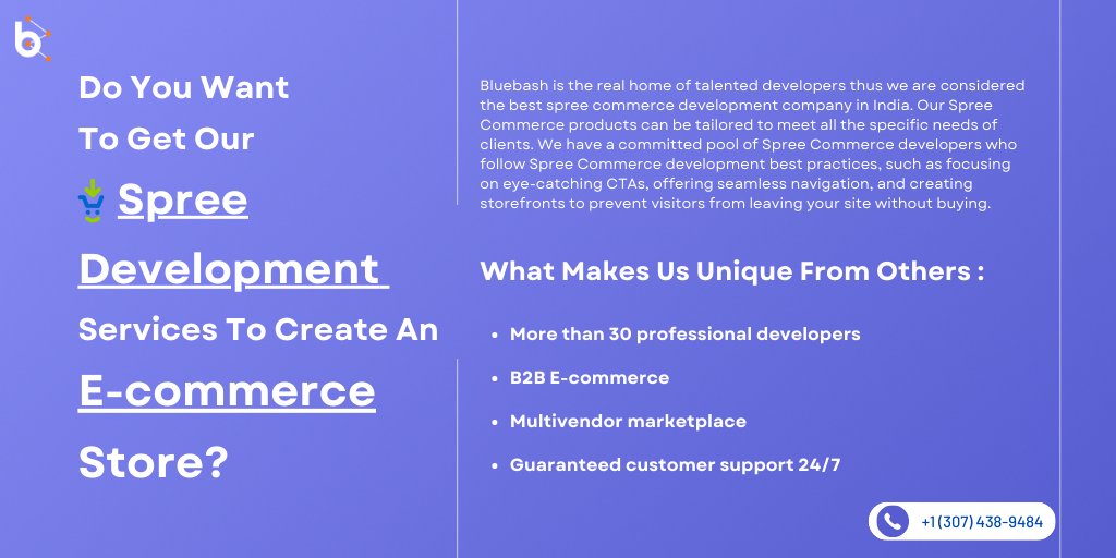 BlueBashCo's tweet image. #Spreecommerce provides numerous customizations and the integration of third-party solutions to fulfill all the requirements. Hire @BlueBashCo  developers for your next Spree commerce development project. 

#SpreeCommerceDevelopment #Ecommerce #SpreeCommmerce #marketing