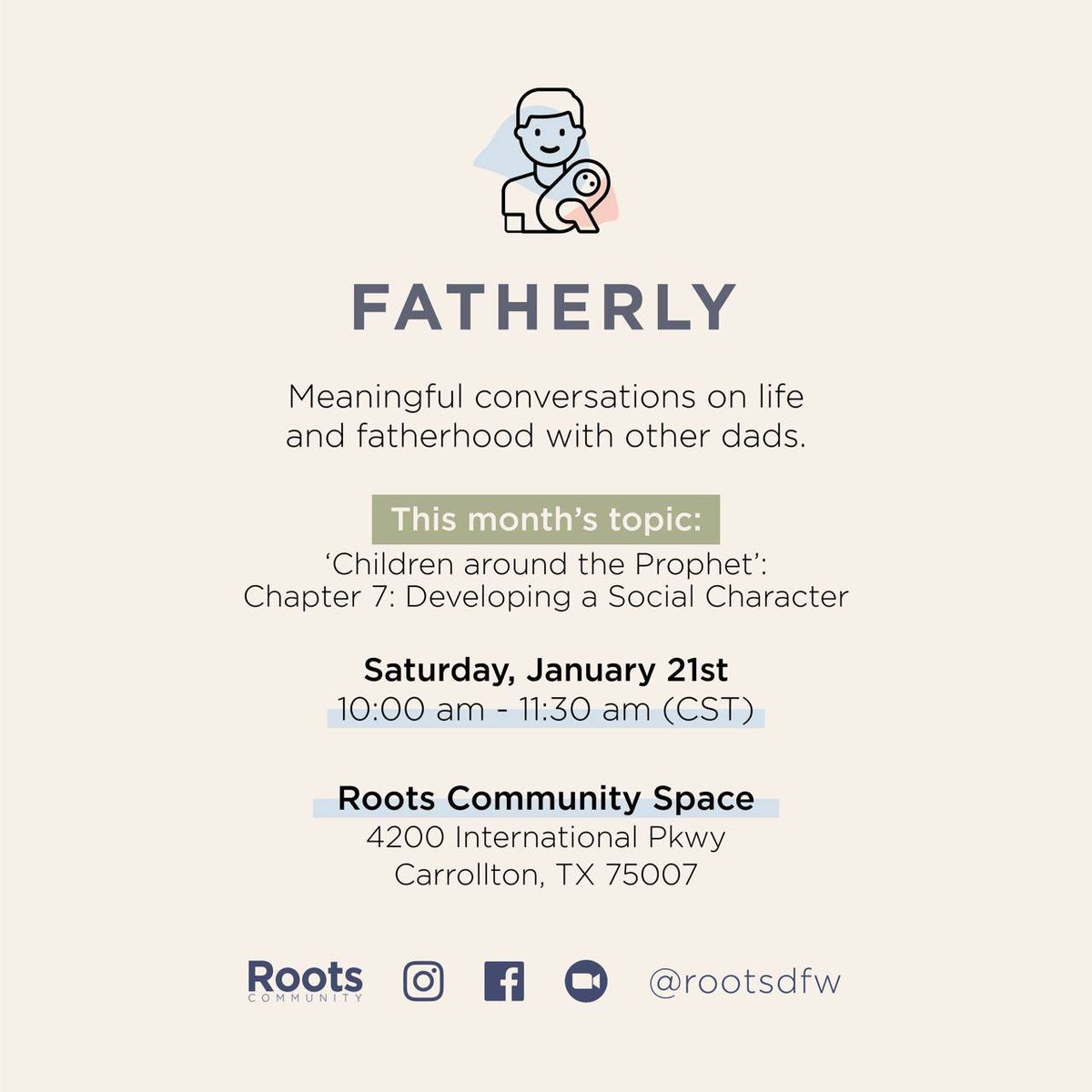 Fathers: join us this Saturday 1/21 for our monthly group discussion on how to become the best version of ourselves for our families and children.

Doors open at 9:45am with Suhbah (coffee and refreshments) - program starts at 10am insha Allah.