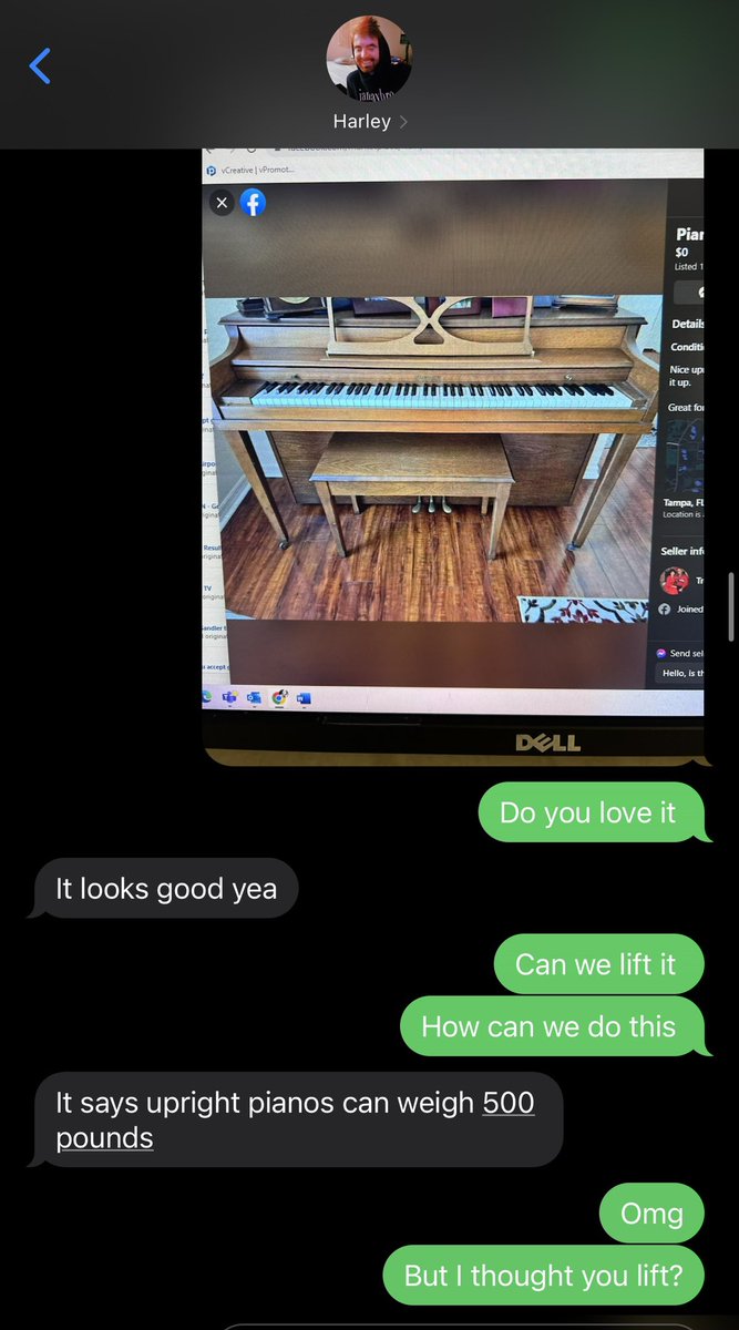 iamtaybro's tweet photo. I found a free piano. My bf left work early, recruited two friends I’ve never met to help, drove to Tampa to rent a uhaul, lifted the piano on the truck and safely delivered it to me. THEN proceeds to serenade me with his piano skills I just recently found out about. I’m in love https://t.co/4WD68yESXk