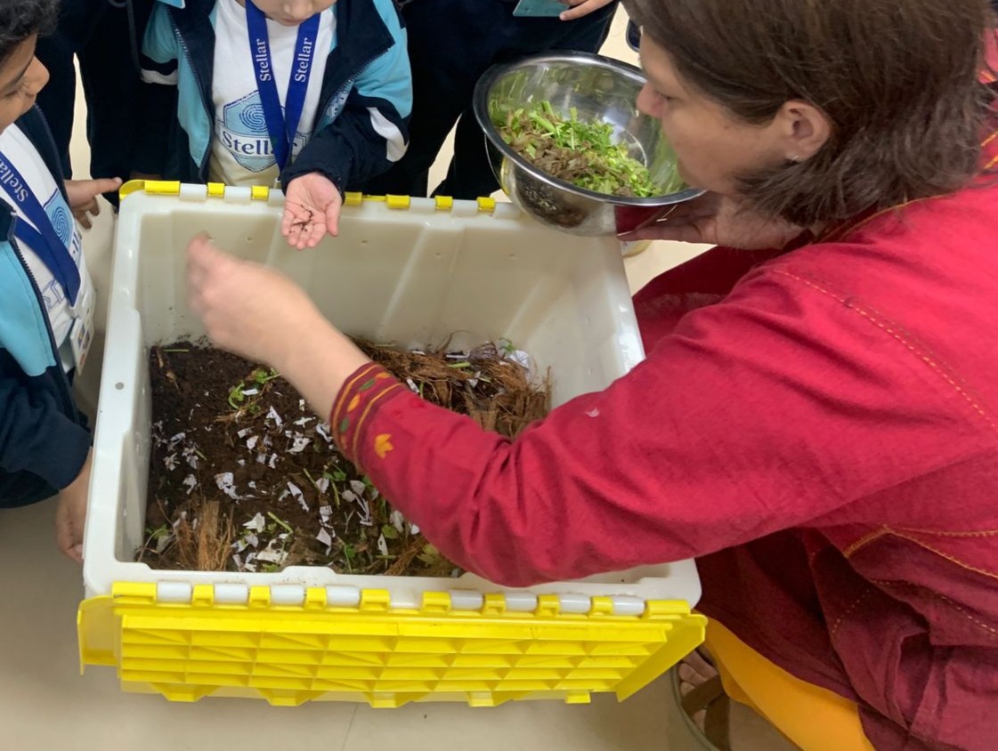 I am totally enjoying working with our Early Years students as they learn about vermiculture. They enjoy checking out what the worms have eaten as much as I do. #LifeLiteracies #EnvironmentalLiteracy <a href="/StellarWSchool/">Stellarworld School</a>