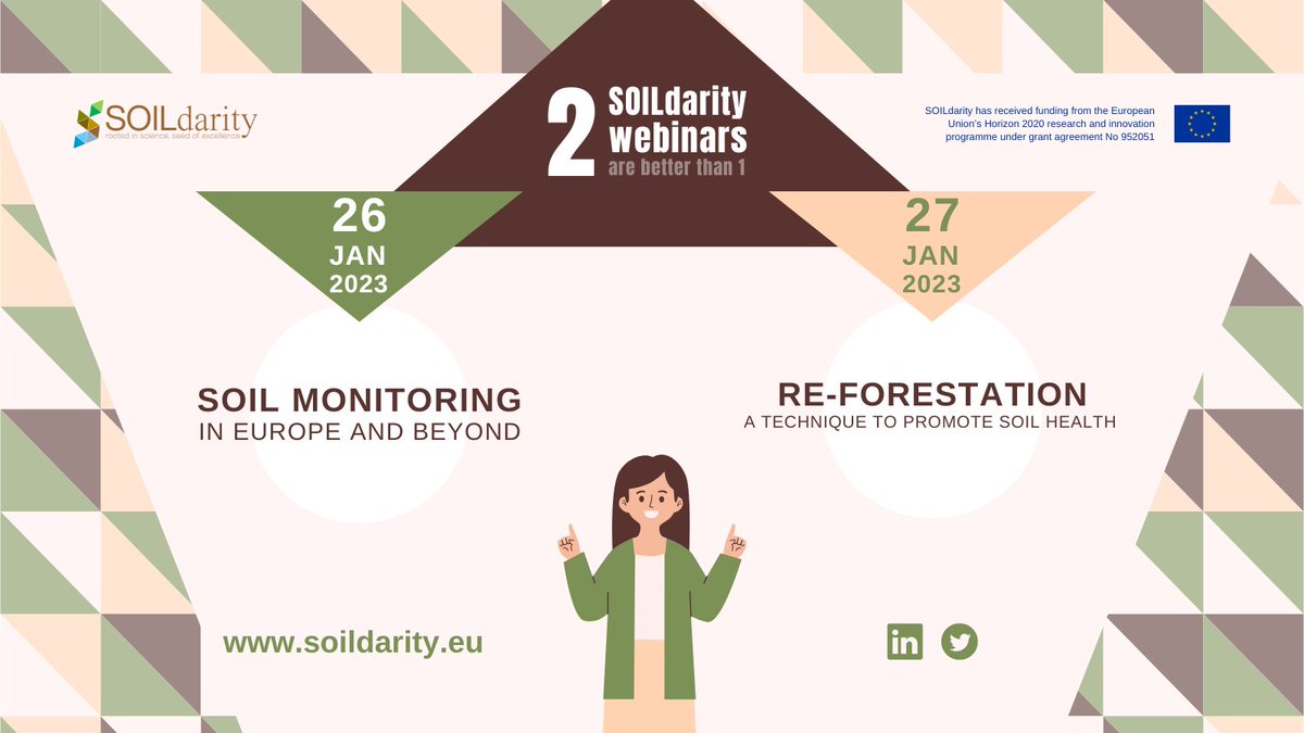 EU_SOILdarity's tweet photo. 🔴Join us on Jan 26th &amp; 27th for a informative webinar series on #soilmonitoring and #reforestation! Learn about the latest techniques and strategies for improving the health of our #soil and forests. Register now!
👉🔗https://t.co/Pf21vatCo2
#soilhealth #agriculture #farming https://t.co/z1LTfw95h0