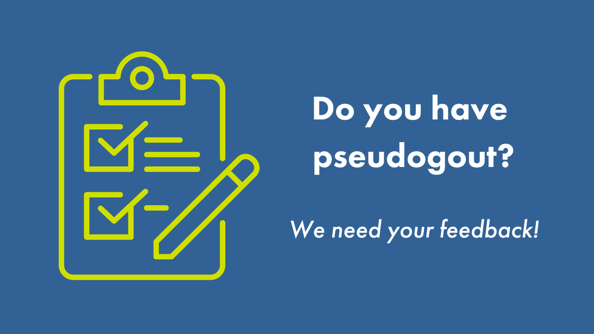 A group of  international researchers is surveying CPPD (pseudogout) patients and caregivers to figure out which outcomes are essential for future CPPD research studies. Take the surveys by 2/28/23:  
➡️ bit.ly/3WnXTWO 

➡️bit.ly/3IUYmwD