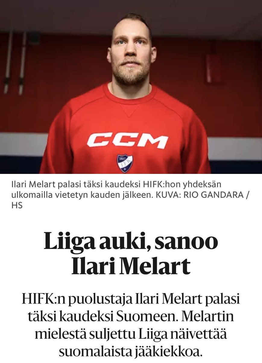 IsmoLehkonen's tweet photo. Ilari Melart sanoo just eikä melkein miten asia on! RESPECT👏🎩! #liiga #mestis #sarjatauki https://t.co/SZ5O31NbTq