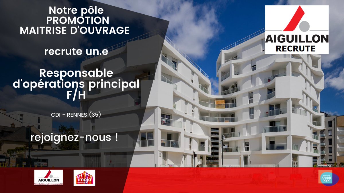 CatherineDemay's tweet photo. 📢Aiguillon Construction 🆁🅴🅲🆁🆄🆃🅴 un.e  Responsable d'opérations Principal F/H à #rennes en #CDI
👉Pour candidater: https://t.co/ICdbyA1ui5
🔎Pour en savoir plus sur nos réalisations: https://t.co/7iDa1VYb38 
#emploi  #passezalouest  #immobiliersocial #promotionimmobiliere https://t.co/ckJBpsglQ5