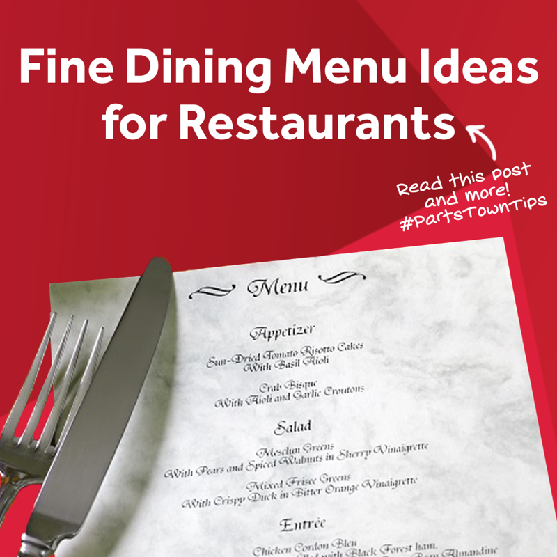 PartsTown's tweet photo. Fine dining is meant to offer a more attentive table service within a more formal setting than casual dining. We put together menu ideas for a perfect additions to any fine dining restaurantβs menu. #PartsTownTips #FineDining #MenuIdea