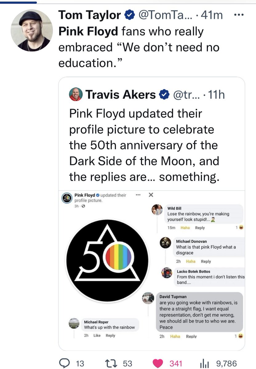 JustSomeRandoEh's tweet photo. @pinkfloyd Congratulations on an iconic achievement. Well deserved! You have influenced so many generations with your art and messages. https://t.co/BOuxisbGF8