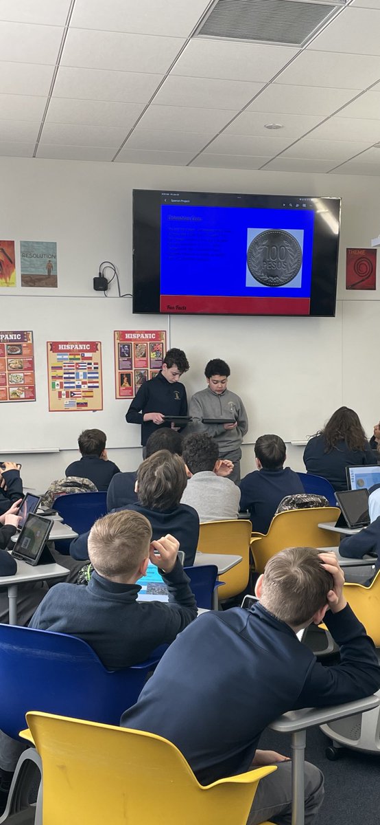 GiarraccaMXHS's tweet photo. After learning our numbers in Spanish 7, of course we were curious about the different currency of the various Spanish speaking countries and especially how much is a Big Mac?! @XaverianHS #hispanicculture #clipperstogether https://t.co/6YIwkdTR3m