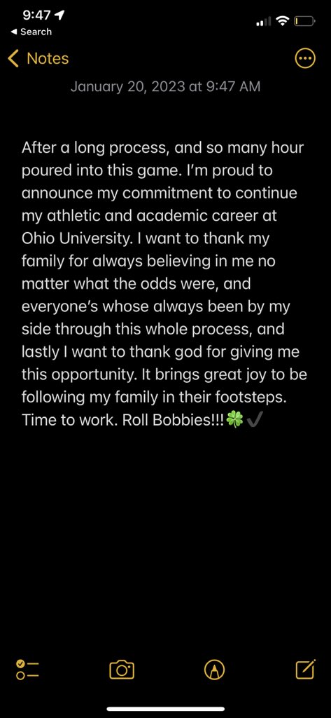 Finally, I am honored to say I am a Bobcat! Let’s go to work! <a href="/CoachFaanes/">Nate Faanes</a> <a href="/KylePollockFB/">Kyle Pollock</a> @CoachArleo_OUFB <a href="/DLO614/">De'Angelo Smith</a> <a href="/BigMarshMello72/">Marshal Davis</a>