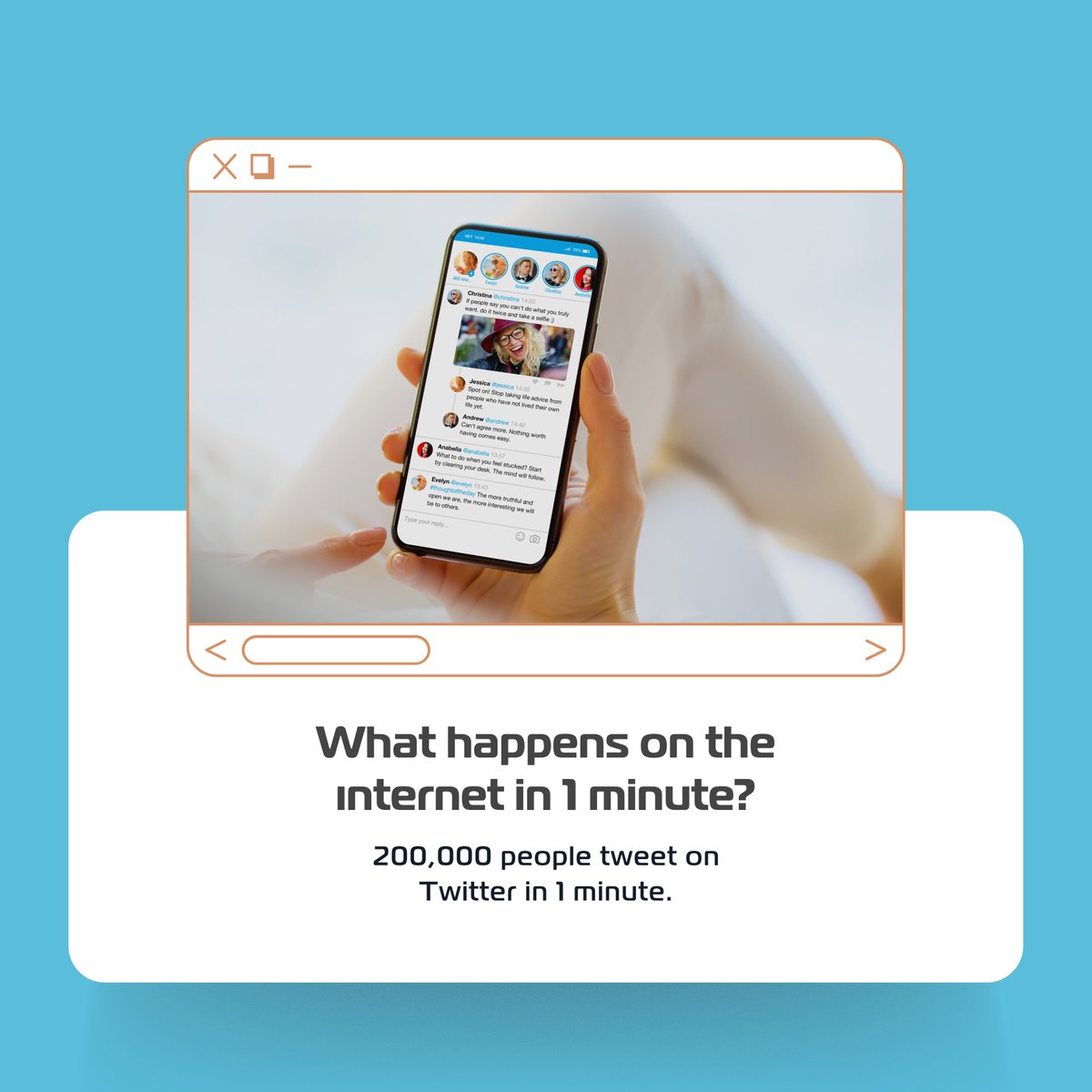 su_dijital's tweet image. What happens on the Internet in 1 minute?
200,000 people tweet on Twitter in 1 minute.
.
1 dakika içinde internette ne olur?
1 dakika içerisinde Twitter’da 200 bin kişi tweet atıyor.

#sudigital #sudijital #internet #twitter #instagram #insta #explore #keşfet