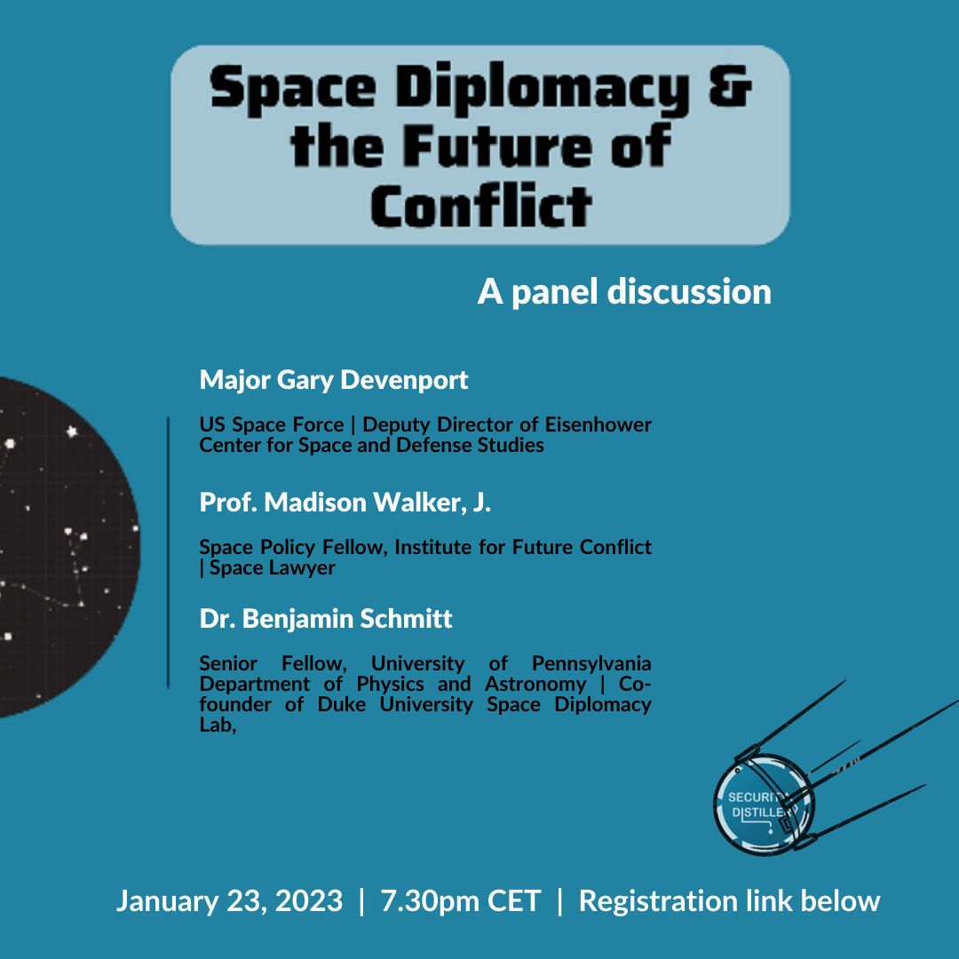 SecDistillery's tweet photo. 🚨EVENT ALERT🚨: Space Diplomacy &amp; the Future of Conflict

🗓January 23 @ 7:30 pm CET/ 6:30 pm UK

📌Online (via Zoom)

⬇️Register for free to join the dicussion!⬇️

https://t.co/5ZVcoqNkRw https://t.co/IYpNcoR25Q