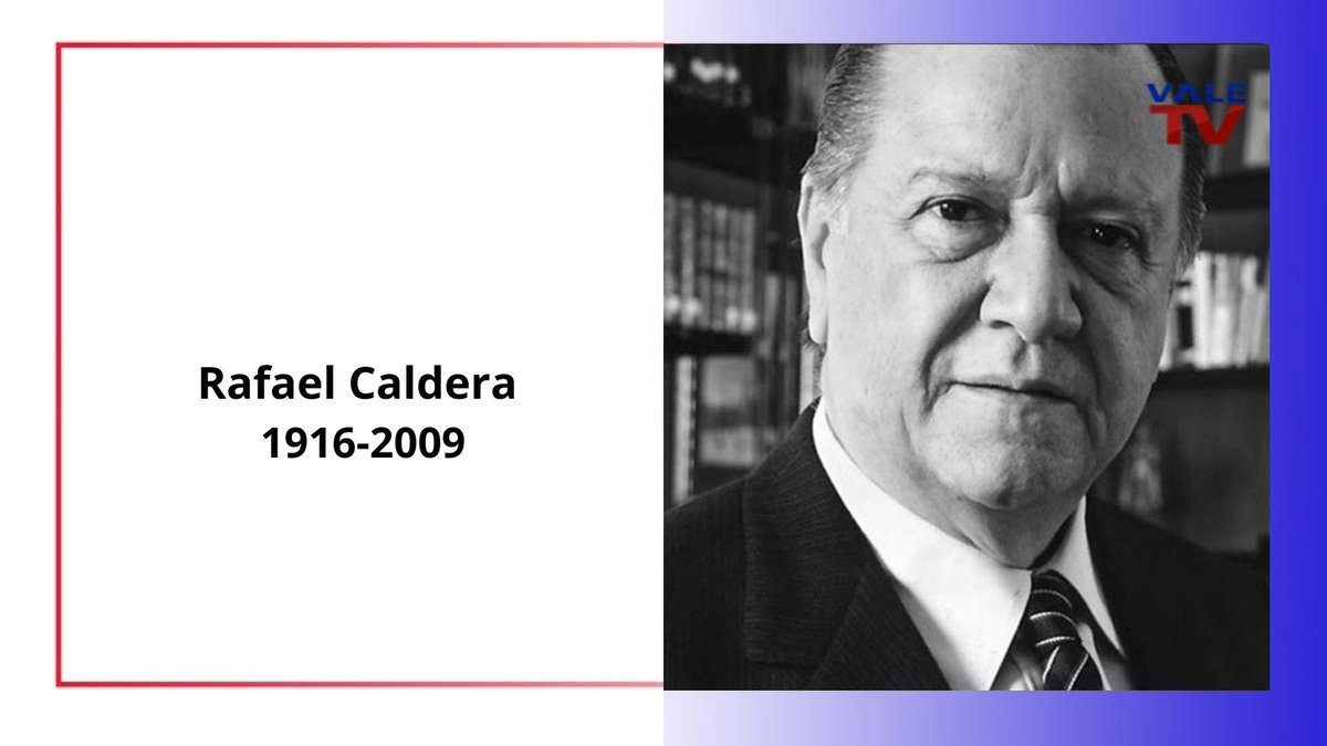 #UnDíaComoHoy en 1916, nace en San Felipe #Yaracuy, el abogado y político #RafaelCaldera.Fundador de dos partidos fundamentales en la política venezolana del siglo XX, 
@Copei_Partido y @ConvergenciaVe. Presidente de la República en dos ocasiones y senador vitalicio del Congreso.