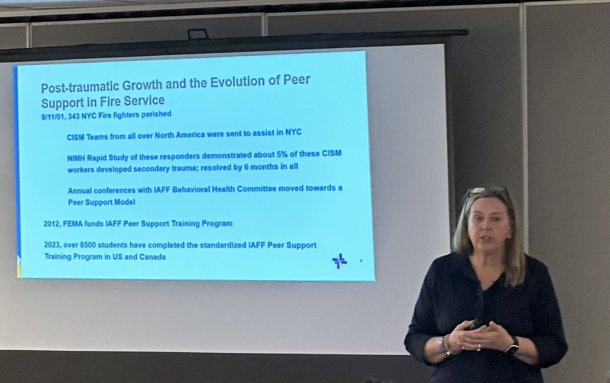 <a href="/SuzyGulliverPhD/">Suzy Bird Gulliver, Ph.D.</a> from the Warriors Research Institute, discussing the transition to a Peer Support Model for #mentalhealth at the <a href="/1stresponderctr/">firstrespondercenter</a> Health and Wellness Symposium.