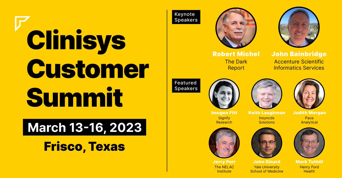 ClinisysGroup's tweet image. Our speaker lineup for the Clinisys Customer Summit promises a thought-provoking &amp;amp; insightful event for lab leaders &amp;amp; informaticists. Be there in March to join the conversation.
Register today: bit.ly/3vWwgts 
#LaboftheFuture #EnvironmentalLab #Biotech #ClinicalLab